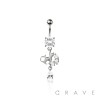 316L SURGICAL STEEL WHIMSICAL CAT DANGLE CZ DROP DANGLE BELLY BUTTON NAVEL RING 